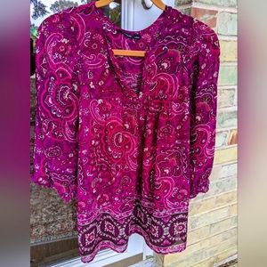 A.n.a women's size large purple paisley blouse